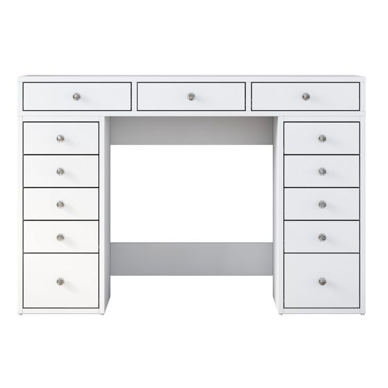 Norda Design Moderne hvid sminkebord, 120 cm | 100% melaminbelagt E1 spånplade, 18 mm tyk | stilfuldt og funktionelt