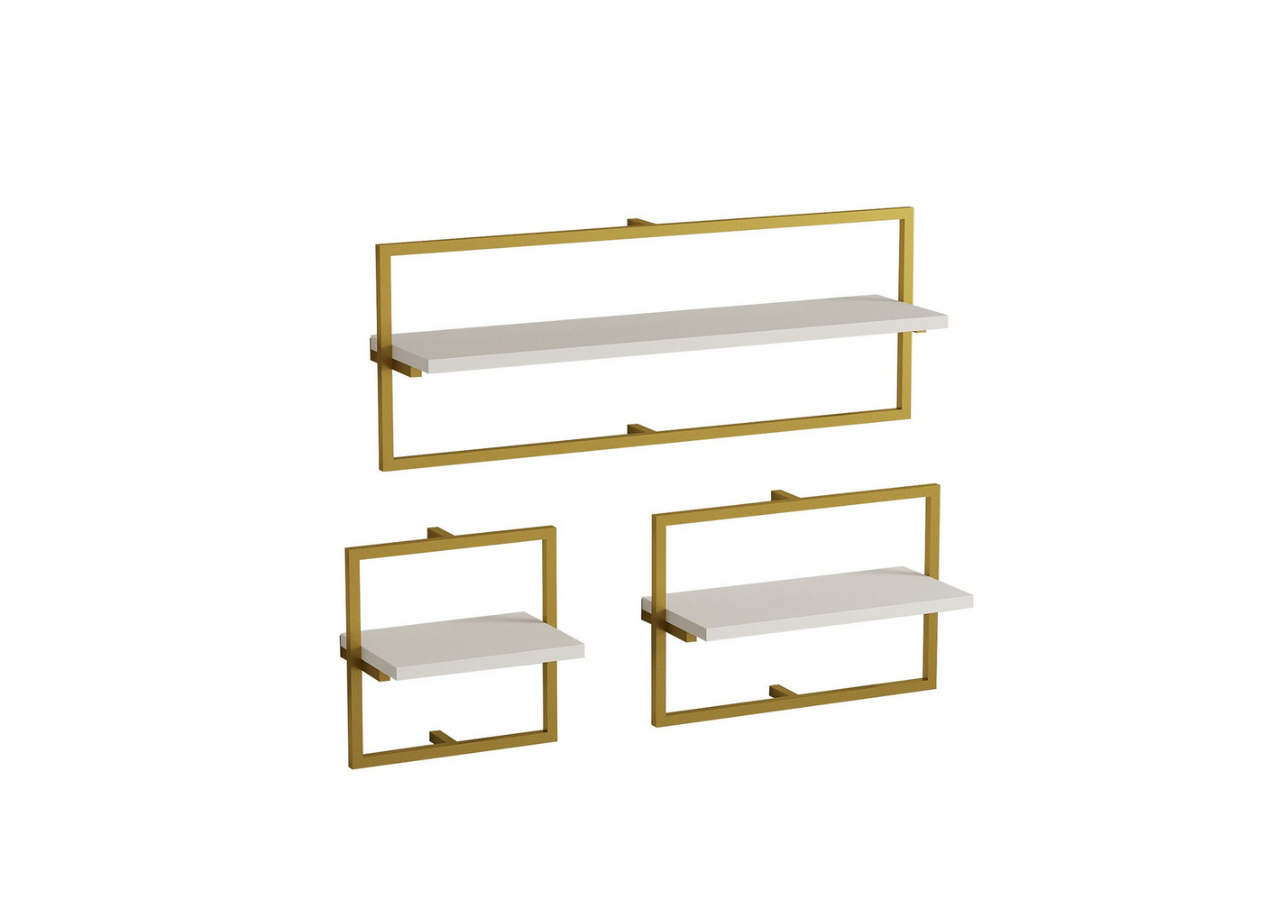 Norda Design Moderne væghylde, hvid og guld, 100% melaminbelagt, 3-lag design, 80x30x20 cm | stilfuldt og funktionelt