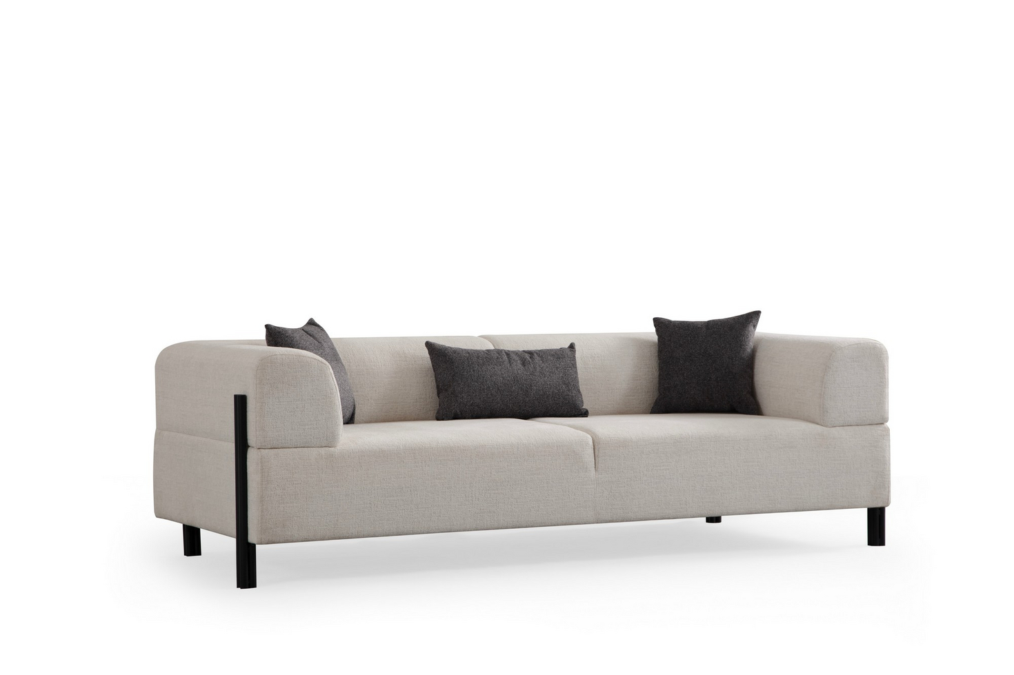 Norda Design Stilfuld 3-personers sofa, hvid, 225 cm | bøgetræ og spånplade ramme, 100% polyester | moderne design