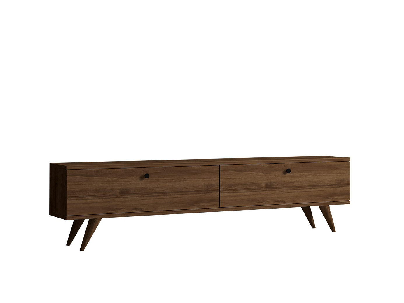 Norda Design Moderne valnød TV-bord, 160 cm | 100% melaminbelagt, 18 mm tyk, flere hylder og opbevaring | stilfuld skandinavisk design