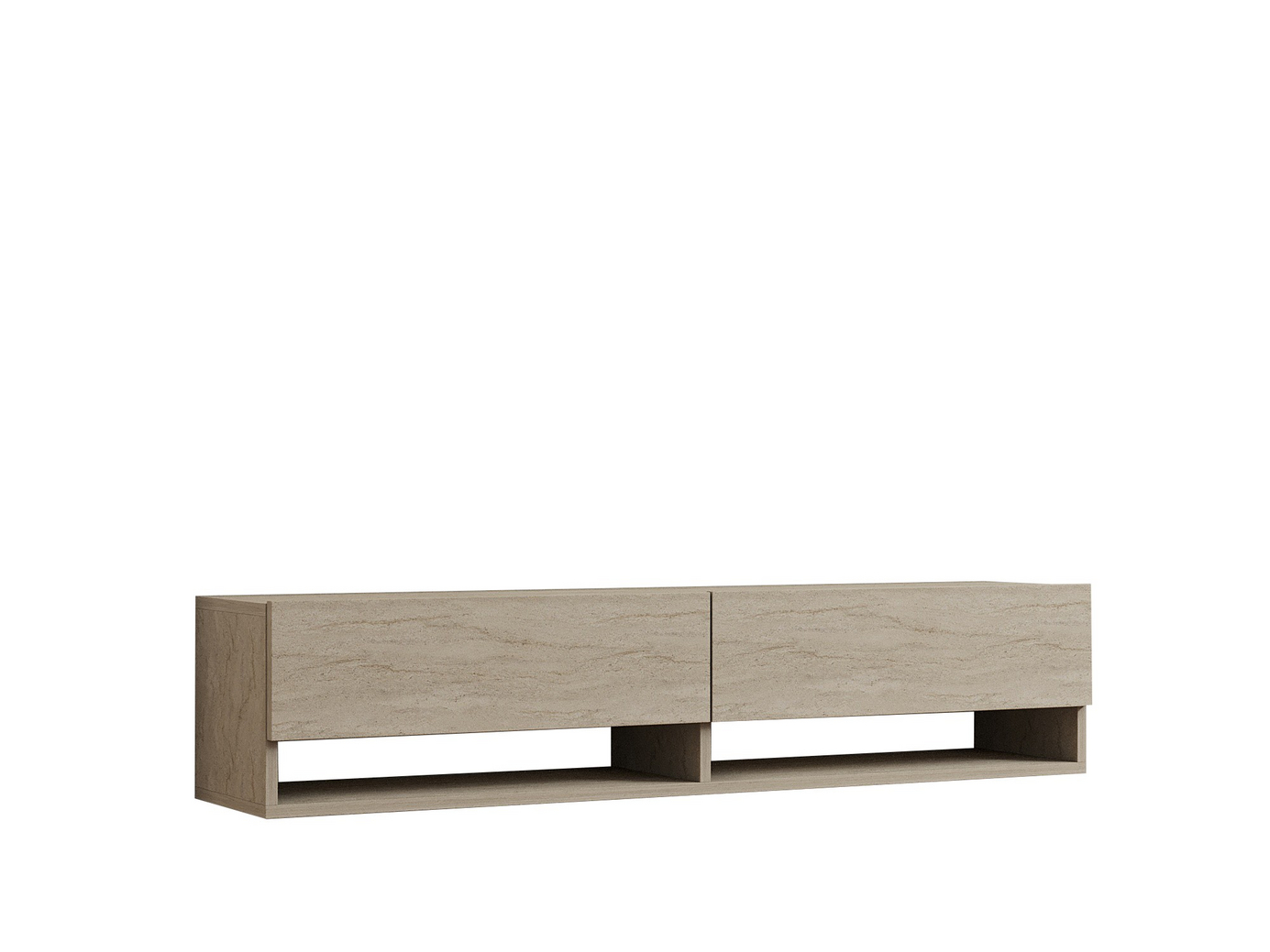Norda Design Moderne TV-møbel, travertinfarve, 141 cm | 100% melaminbelagt, 18 mm tyk, vægmonterbar, stilfuld design