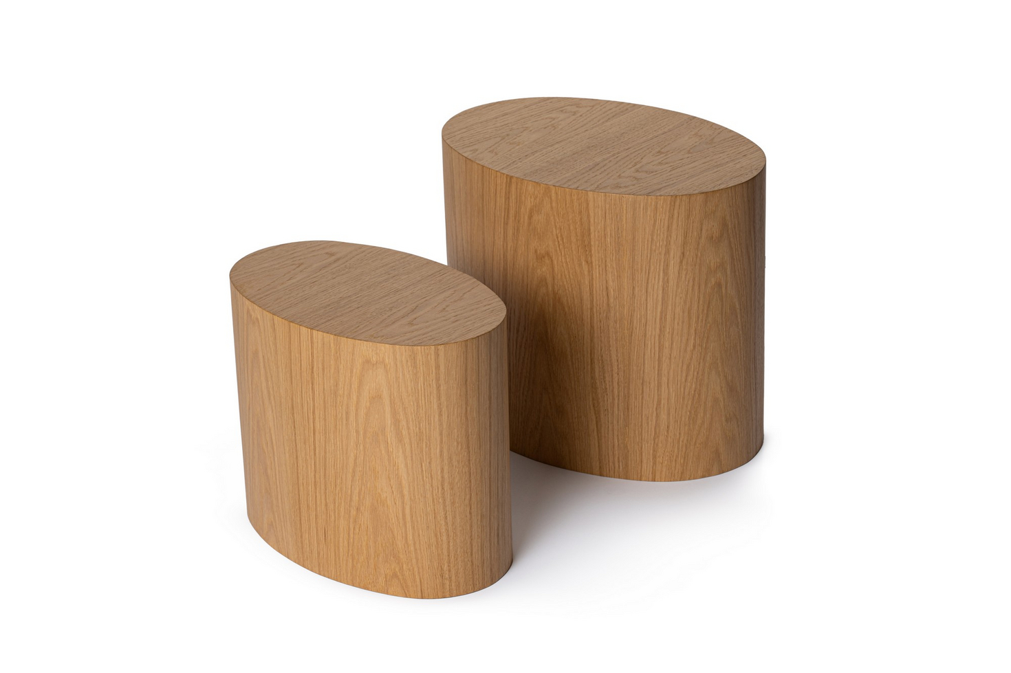 Moderne sidebordssæt (2 dele), naturlig egetræsfinish, 34 x 49 x 40 & 25 x 41 x 33 cm | 100 % MDF | Stilfuldt og funktionelt