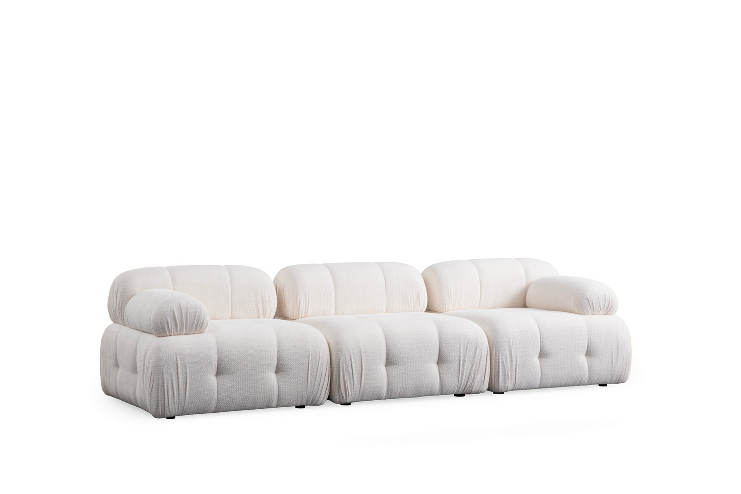 Norda Design Moderne 3-personers sofa, hvid, 290 cm | bøgetræ og spånplade ramme, 100% polyester | stilfuld og komfortabel