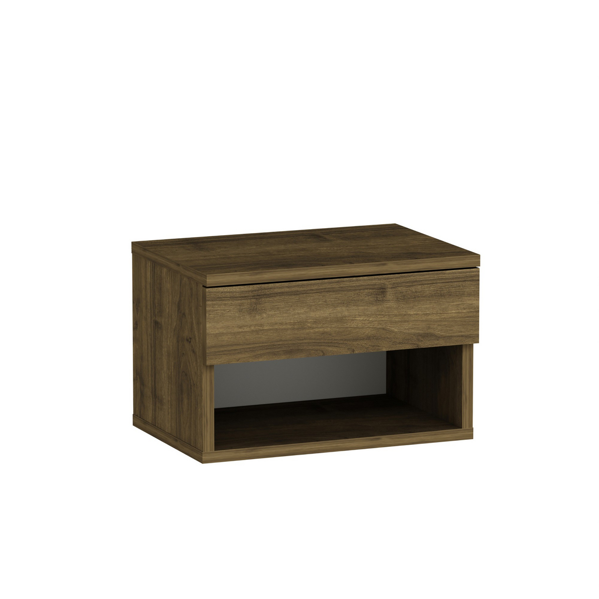 Norda Design Moderne valnød natbord, 44.6 x 29 x 31.6 cm | 100% spånplade, vægmonterbar | stilfuldt og funktionelt