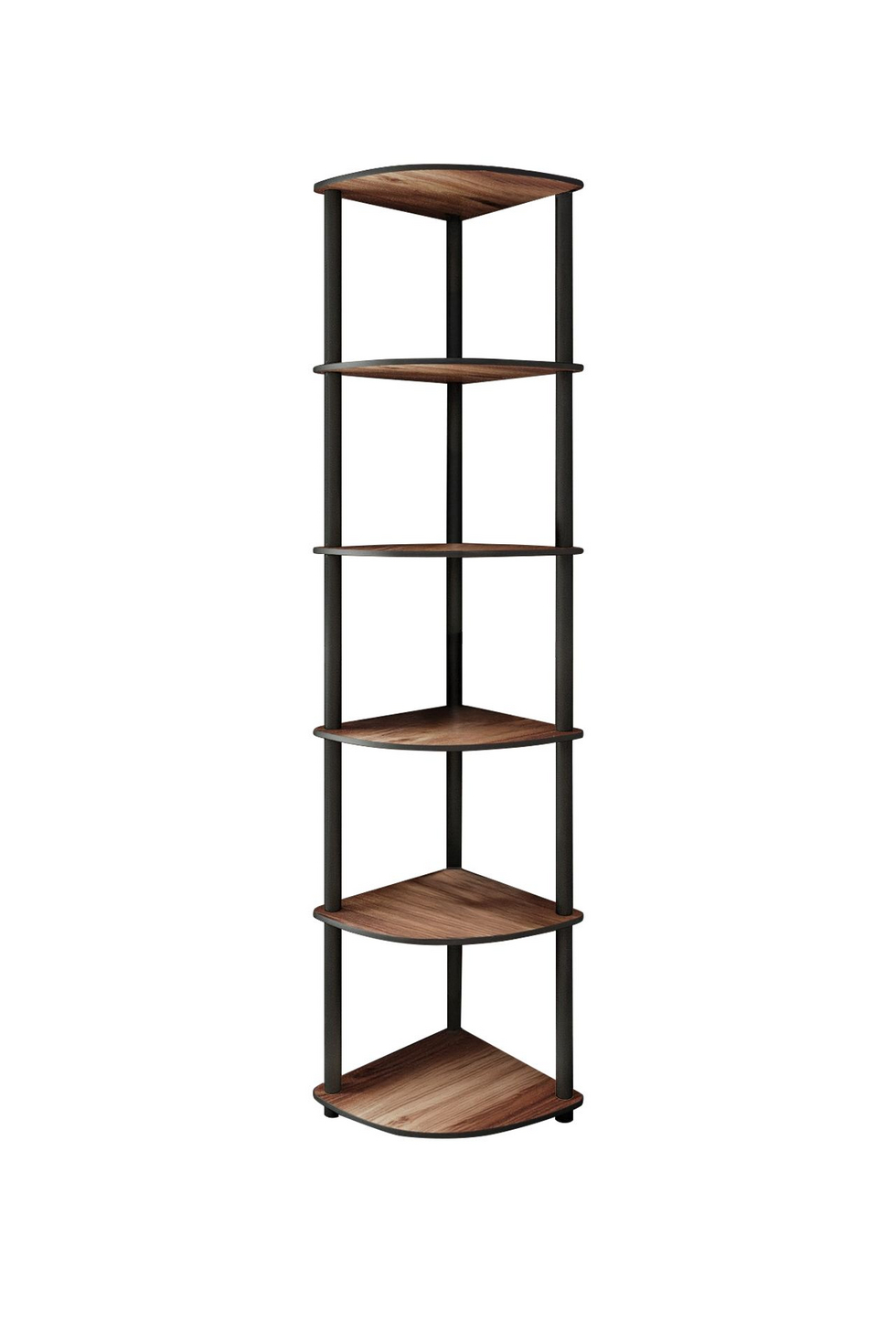 Norda Design Moderne valnød reol, 34 x 173 x 34 cm | 100% MDF med komprimerede kraftben | stilfuldt industrielt design