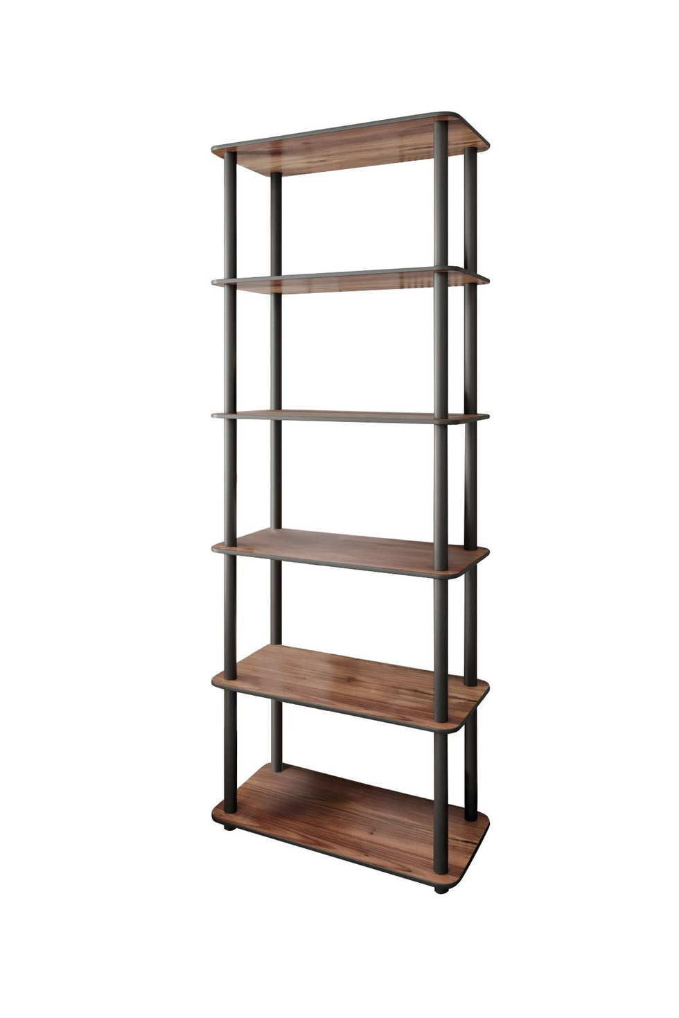Norda Design Moderne valnød reol, 60x173x30 cm, 100% MDF med komprimerede kraftben | stilfuldt industrielt design