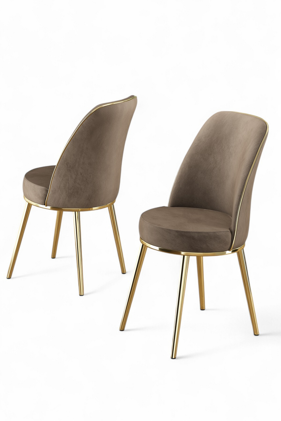 Norda Design Elegant 6-delt stolesæt, cappuccino og guld, 100% metalramme, moderne design, perfekt til spisestue og ophold