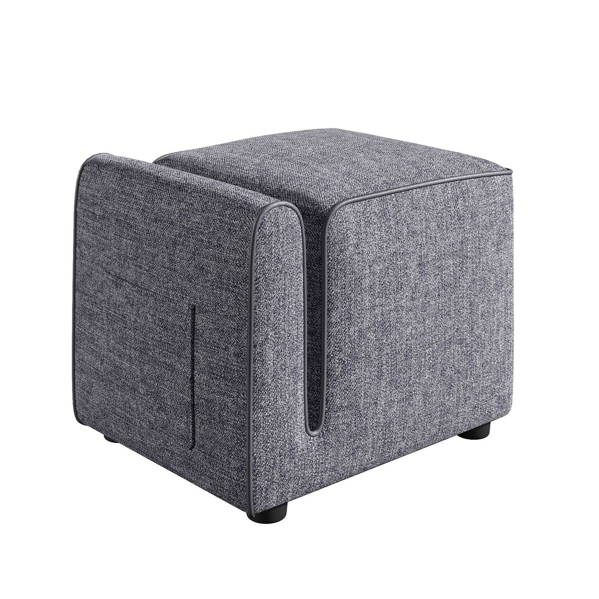 Norda Design Stilfuld grå puf, 53 x 43 x 42 cm | 28 DNS grå skum og 14 DNS hvid skum | perfekt til moderne indretning