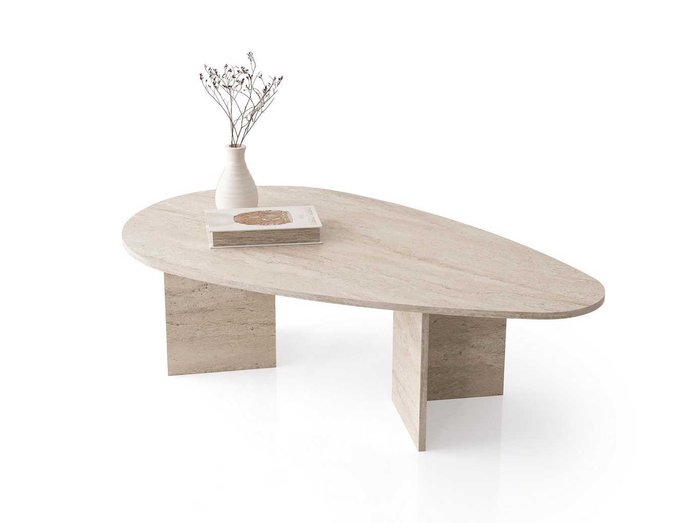 Norda Design Moderne sofabord, travertinfarve, 139.5 x 42 x 79.5 cm | 100% melaminbelagt, 18 mm tyk | stilfuldt og holdbart design