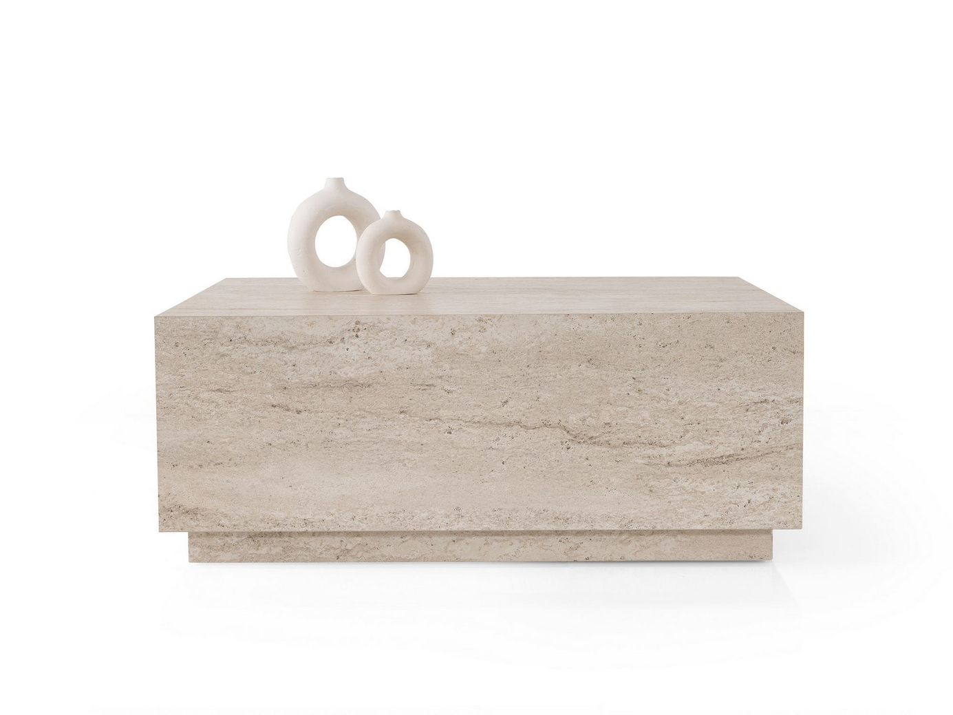 Norda Design Moderne sofabord, travertinfarve, 90x35.5x90 cm | 100% melaminbelagt, 18mm tykkelse | stilfuldt og holdbart