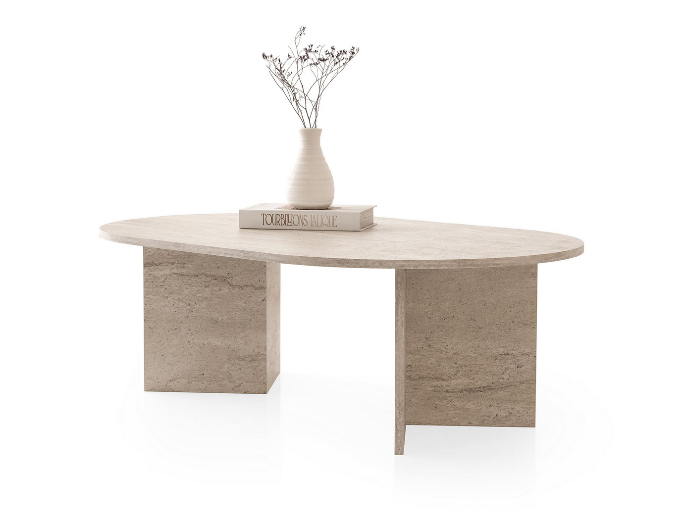 Norda Design Moderne sofabord, travertinfarve, 128 x 42 x 80 cm | 100% melaminbelagt, 18 mm tyk | stilfuldt og holdbart
