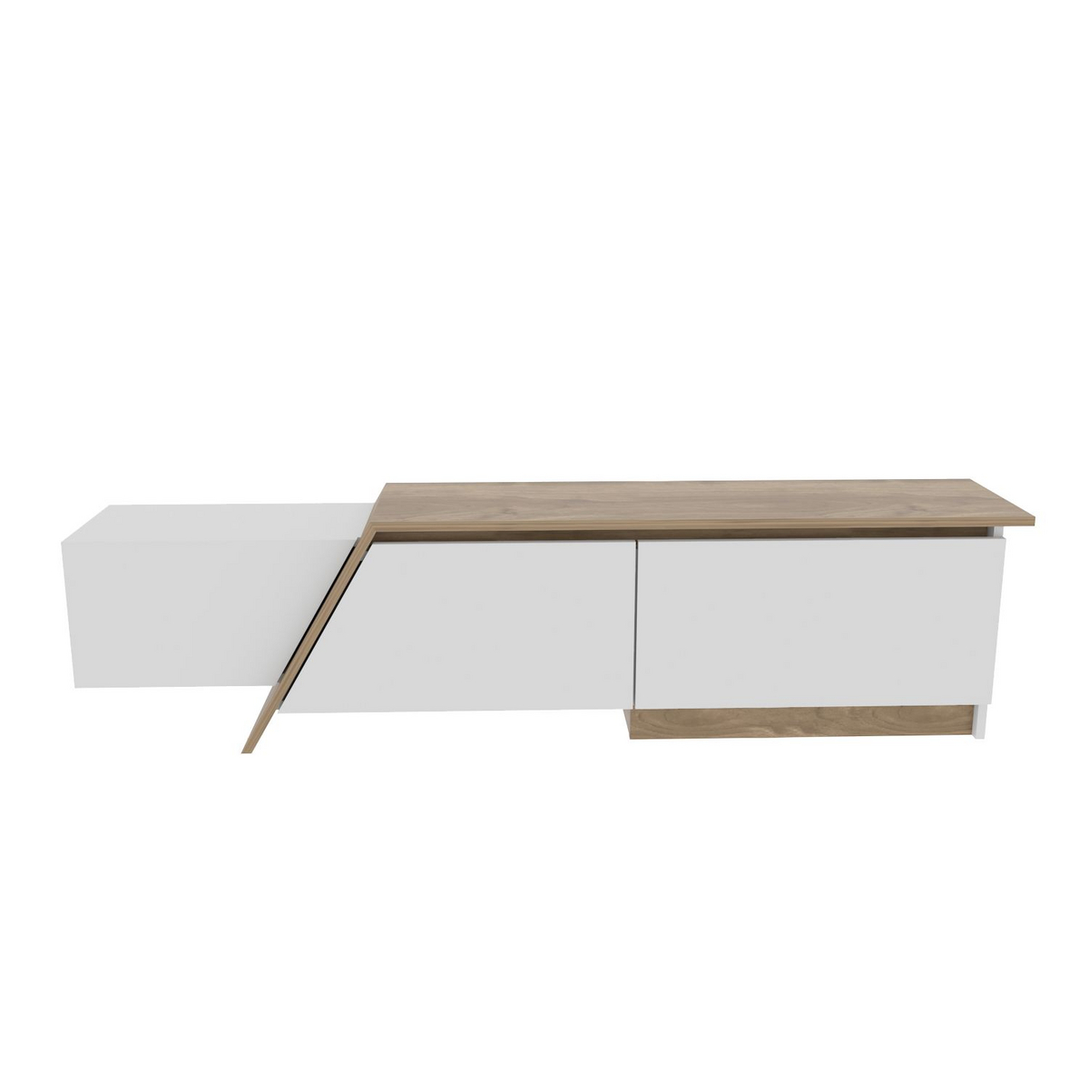Norda Design Moderne TV-bord, hvid og valnød, 180 cm x 28.6 cm x 35 cm | 100% melaminbelagt, 18 mm tyk | stilfuldt og funktionelt