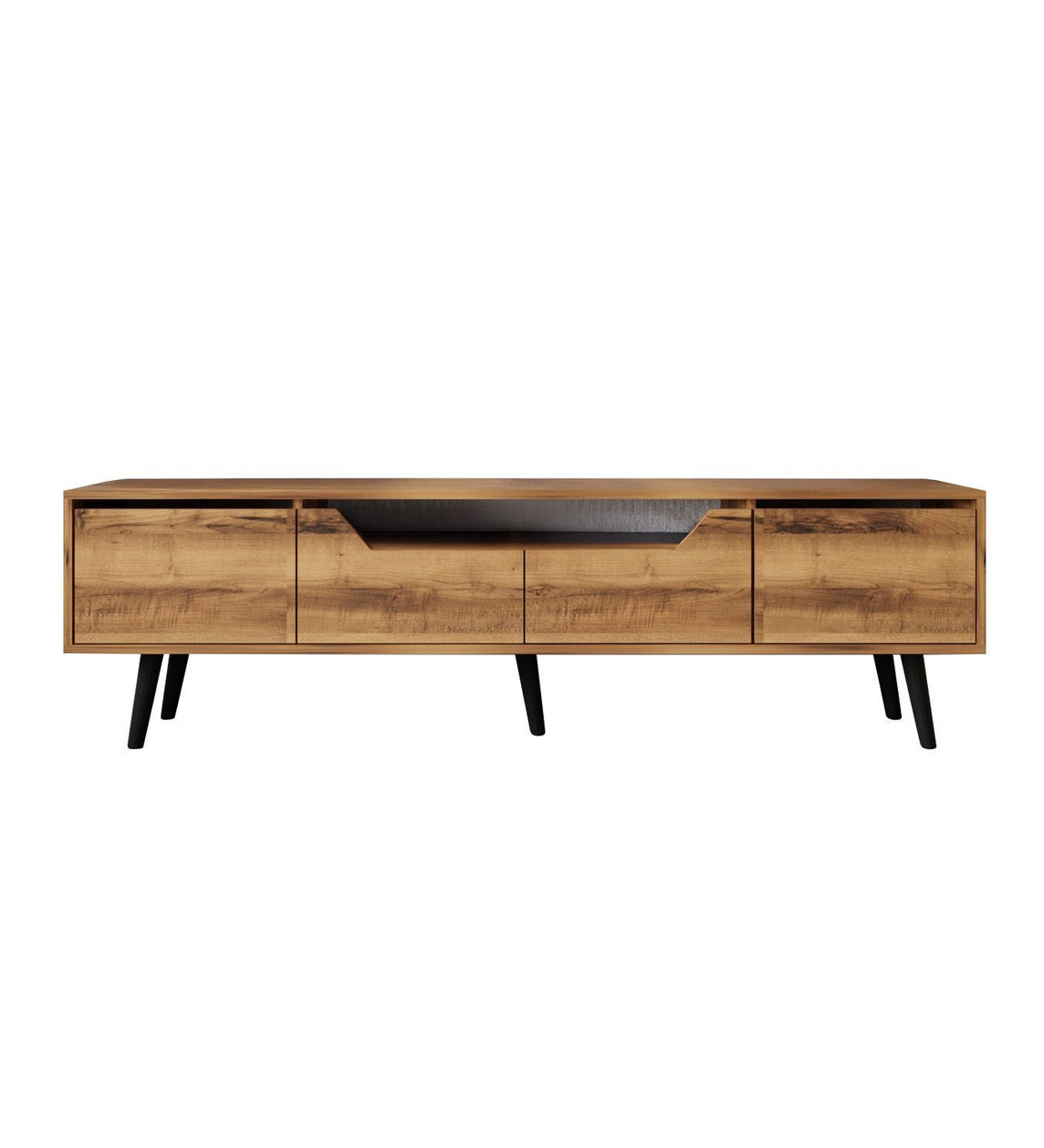 Norda Design Moderne valnød TV-bord, 180 cm, 100% melaminbelagt spånplade, vægmonterbar, stilfuldt og funktionelt