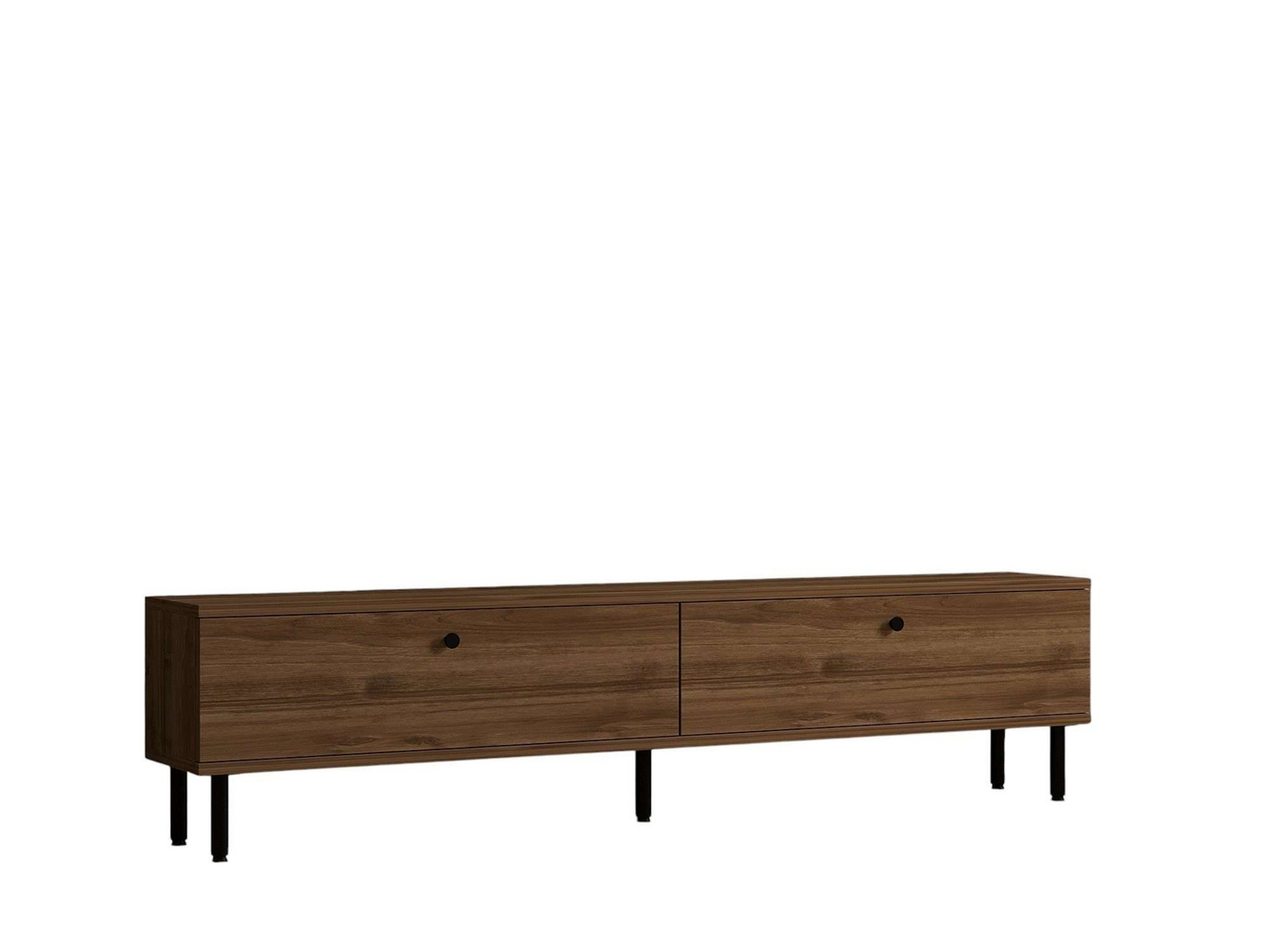 Norda Design Moderne valnød TV-bord med metalben, 160 cm | 100% melaminbelagt, 18 mm tyk, stilfuld opbevaring
