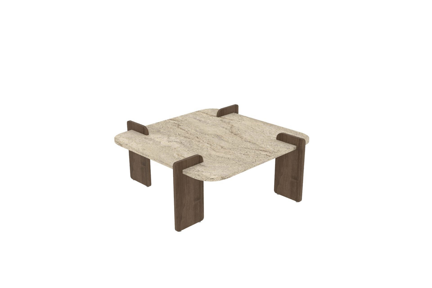 Norda Design Moderne sofabord, 90 cm, travertin og valnød, 100% melaminbelagt spånplade | stilfuldt og holdbart design
