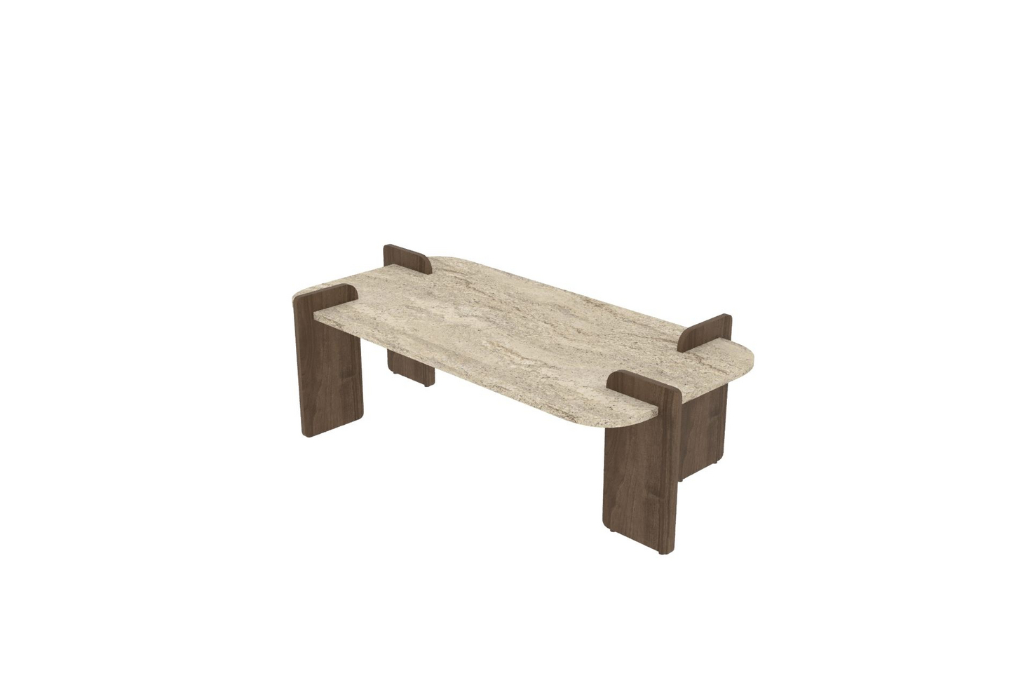 Norda Design Moderne sofabord, 120 cm, travertin og valnød, 100% melaminbelagt spånplade | stilfuldt og funktionelt design