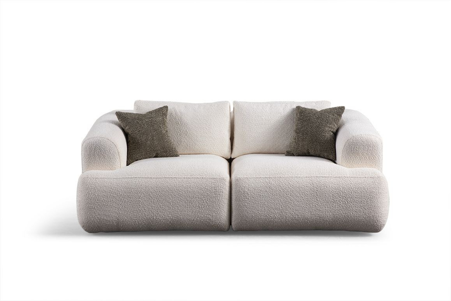 Norda Design Stilfuld 2-personers sofa, hvid, 200x105x85 cm | holdbar træ-/spånpladeramme, 100% polyester, kan kemisk renses