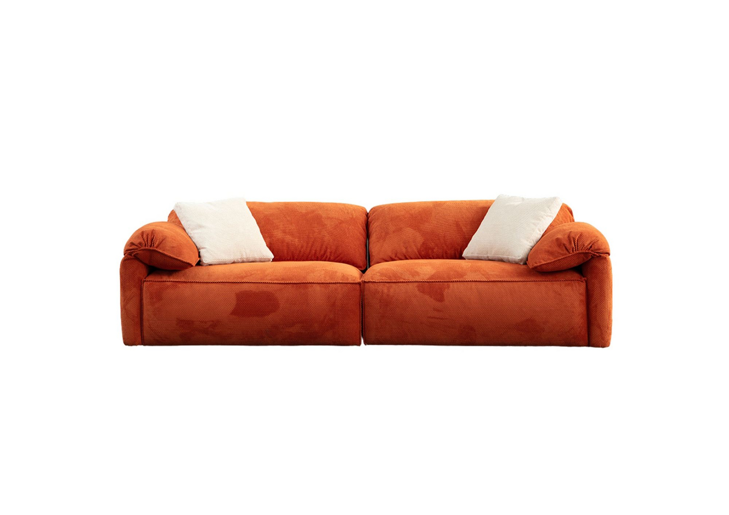 Norda Design Stilfuld 3-personers sofa, orange, 270 x 105 x 80 cm | holdbar træ-/spånpladeramme, 100% polyester | komfortabel 28 DNS-skum og Shredded skum