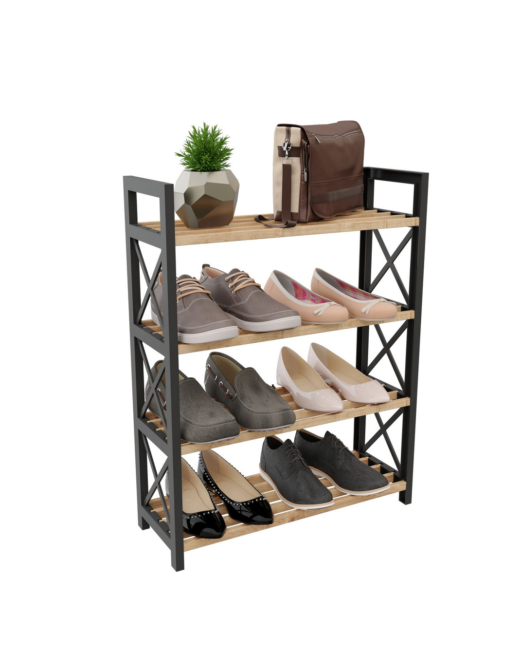 Norda Design Moderne multifunktionel hylde, sort, 46 x 64 x 18 cm | 100% plasttræ | stilfuldt industrielt design