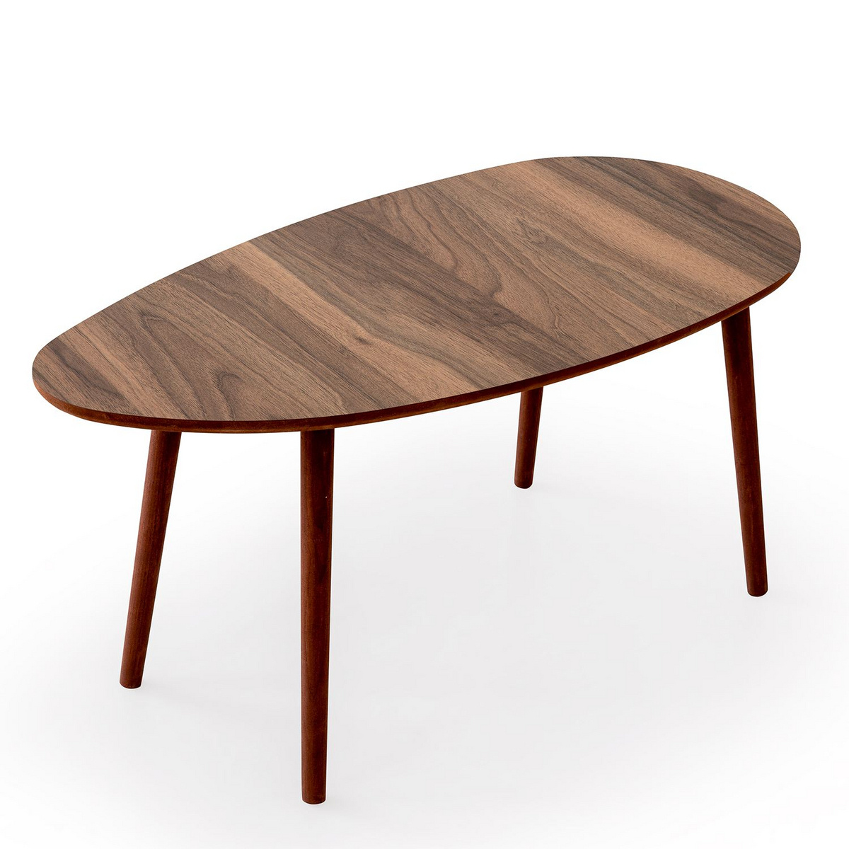 Norda Design Moderne valnød sofabord, 100 cm x 50 cm x 45 cm | 100% MDF, 18 mm tyk, træben | stilfuldt og holdbart