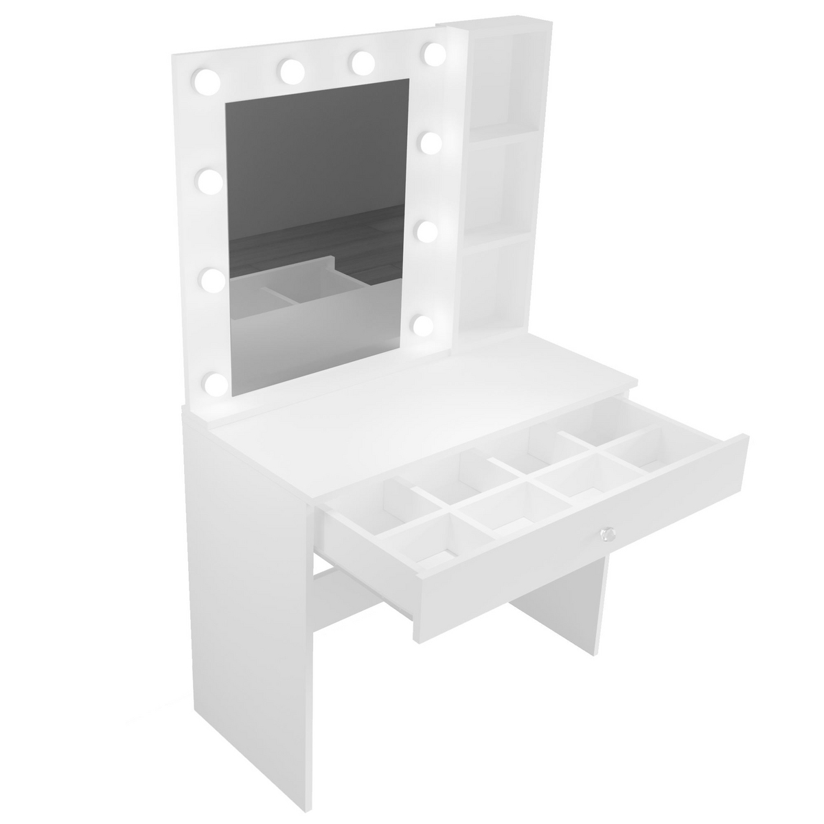 Norda Design Makeupbord Monroe, hvid, 42,5 × 80 × 147 cm (model 1)
