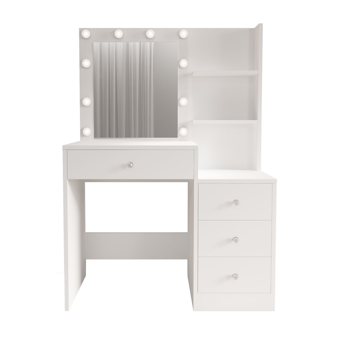 Norda Design Makeupbord Monroe, hvid, 40 × 69,4 × 135 cm (model 2)