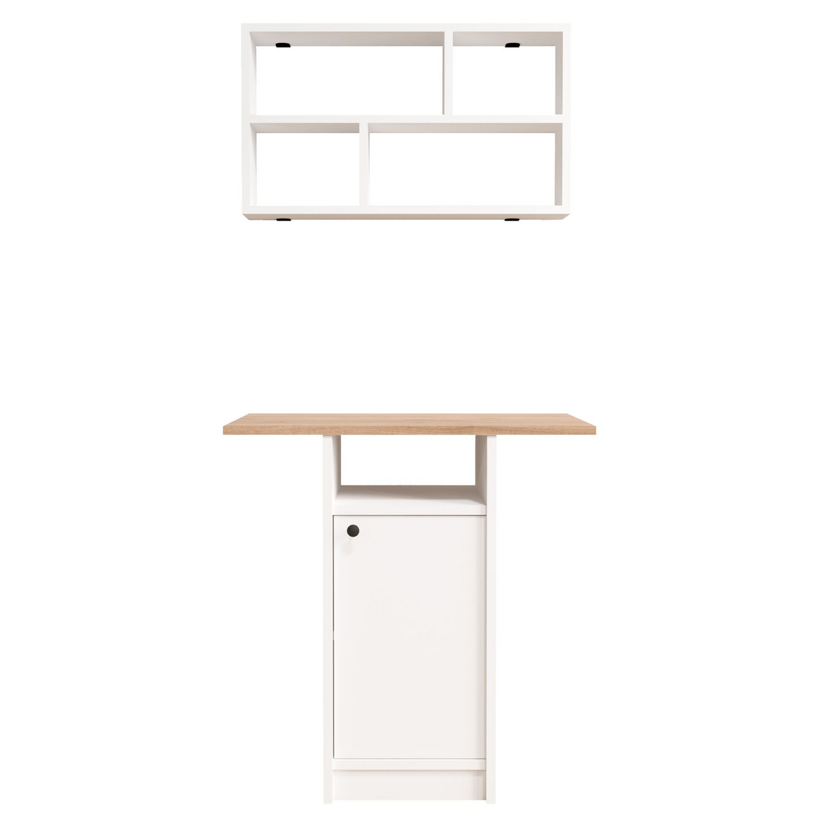 Norda Design Spisebord og væghylde, 2 dele Nord, hvid/eg, 44,5 × 72 × 73,8 cm