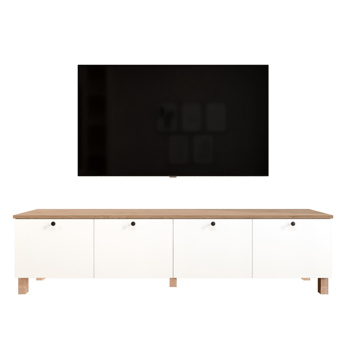 Norda Design TV-bord Nord, hvid/eg, 34,1 × 180 × 45,6 cm