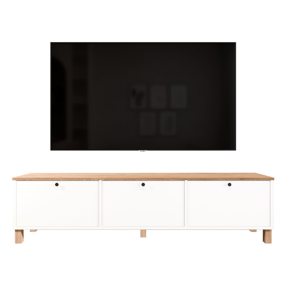 Norda Design TV-bord Nord, hvid/eg, 32 × 180 × 45,6 cm