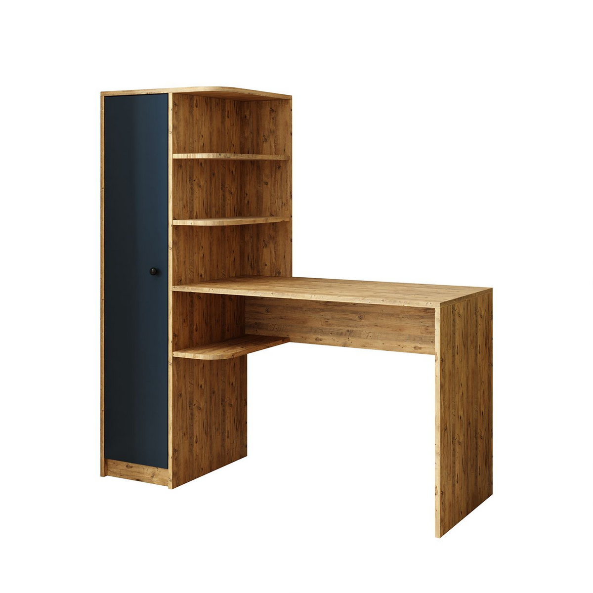 Norda Design Skrivebord og bogreol Academe, atlantfyr/antracit, 50 × 143,2 × 143,2 cm