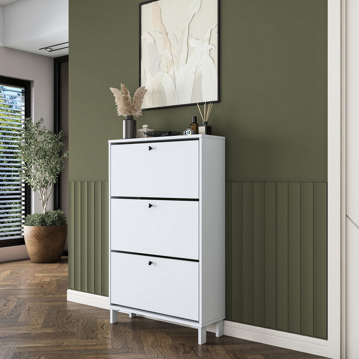 Norda Design Skoskab Steplane, hvid, 25 × 75 × 119,8 cm