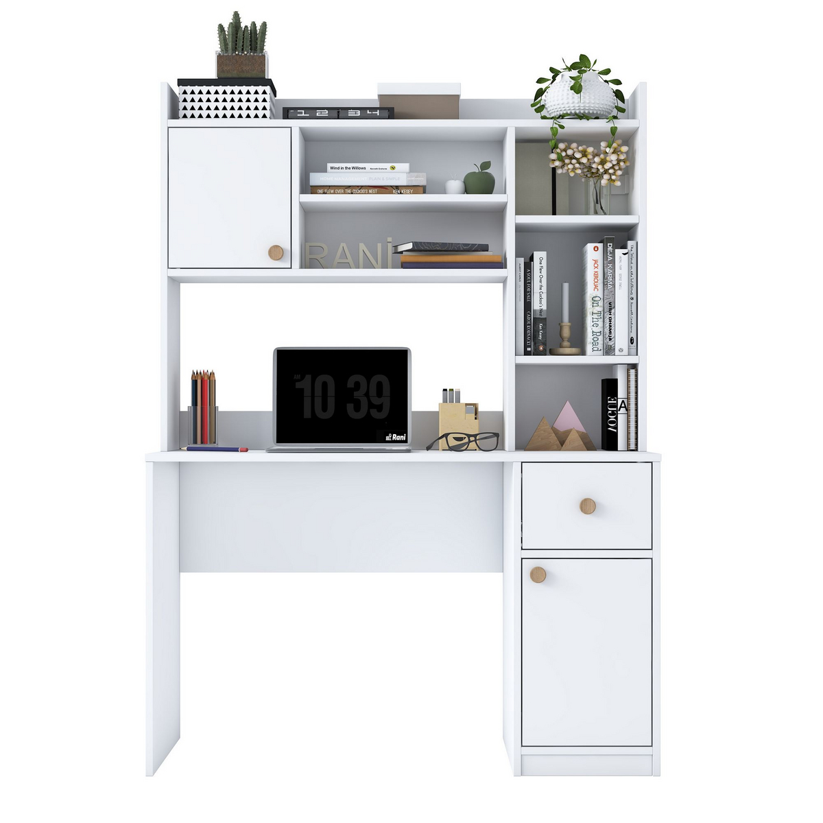 Norda Design Skrivebord og bogreol Studia, hvid, 50 × 120 × 166 cm