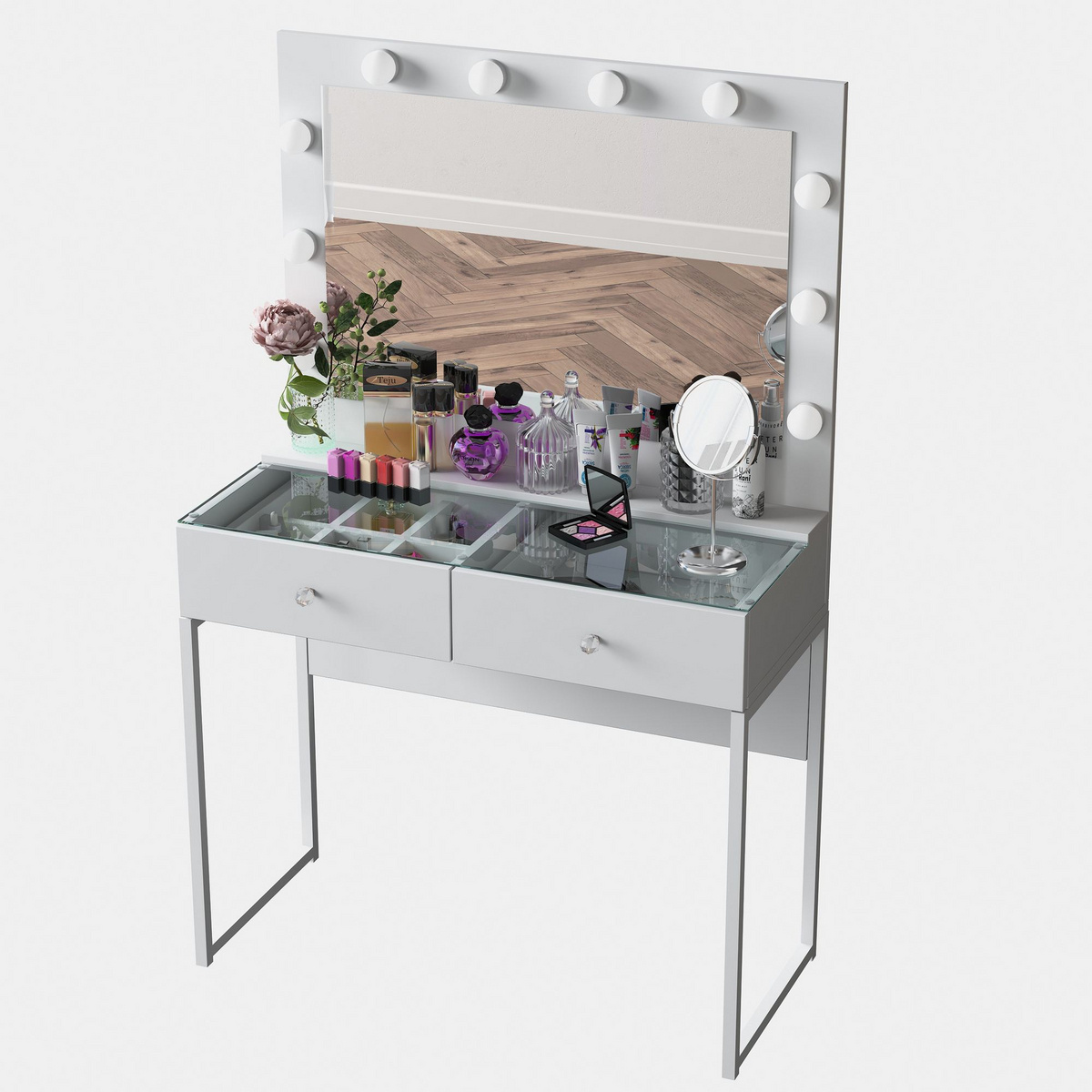 Norda Design Makeupbord Vanita, hvid, 40 × 90 × 141,8 cm