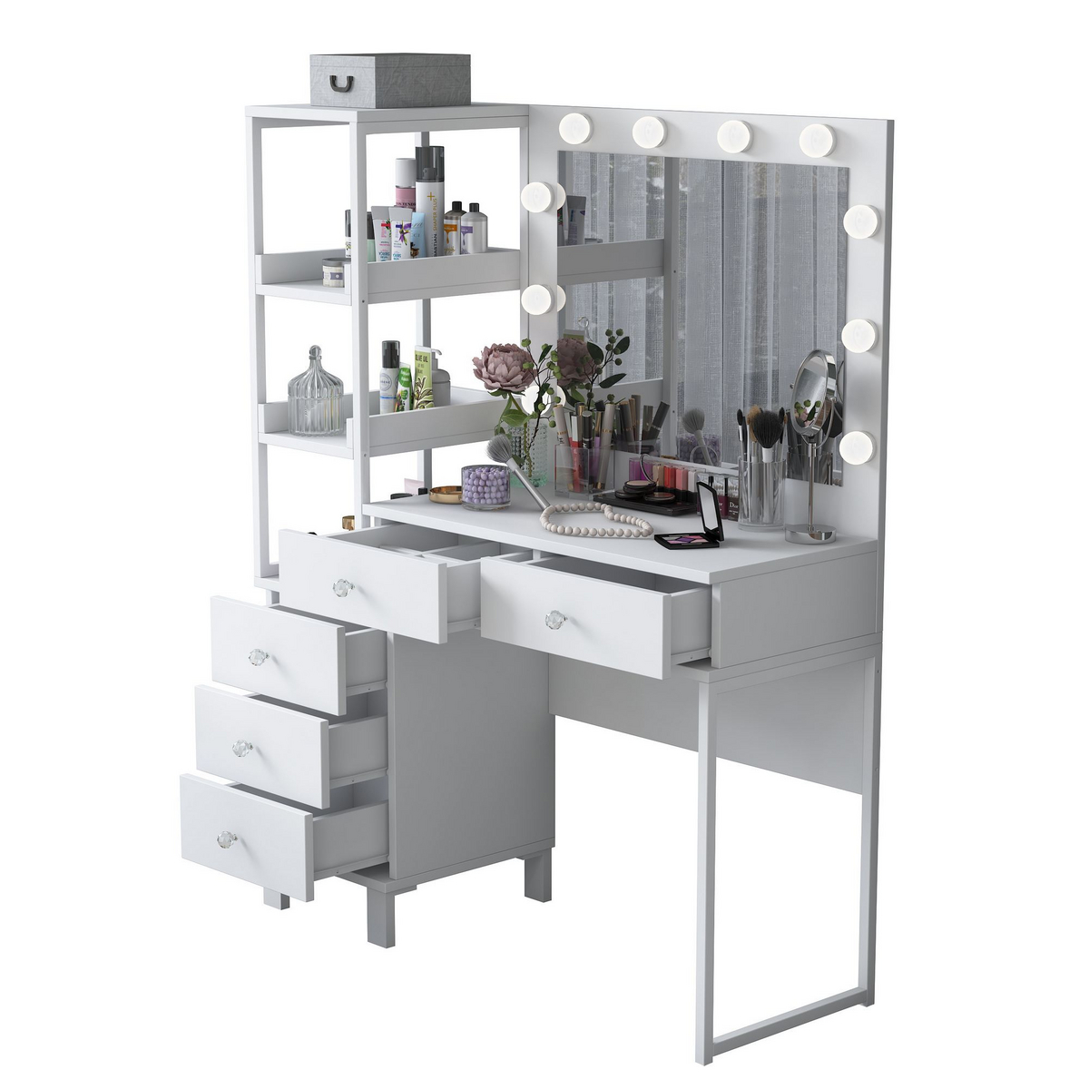 Norda Design Makeupbord Parure, hvid, 40 × 110 × 141,8 cm