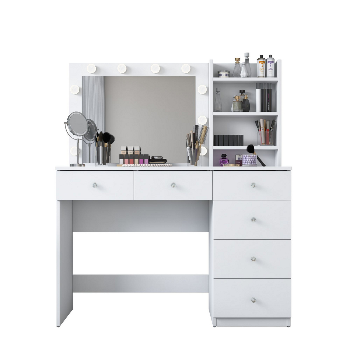 Norda Design Makeupbord Grazia, hvid, 40 × 110 × 141,8 cm