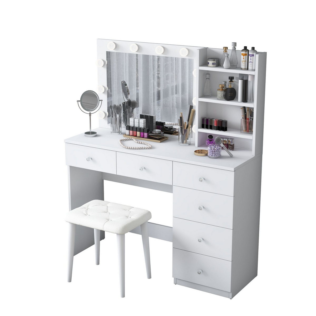 Norda Design Makeupbord Vogue, hvid, 40 × 120 × 141,8 cm