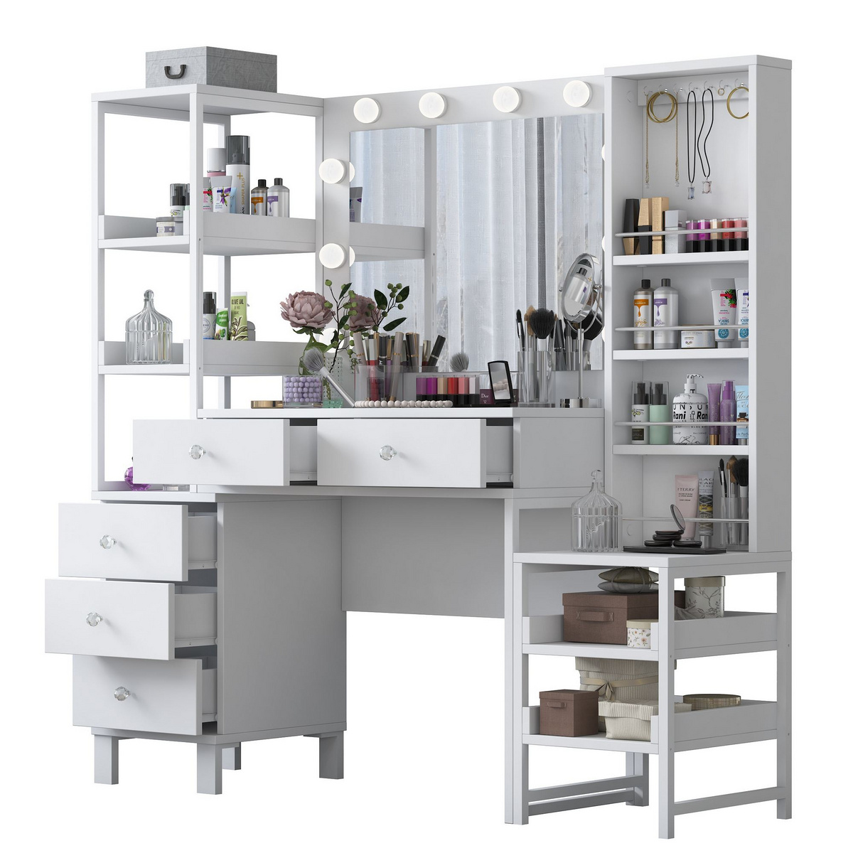 Norda Design Makeupbord Delice, hvid, 40 × 145 × 141,8 cm