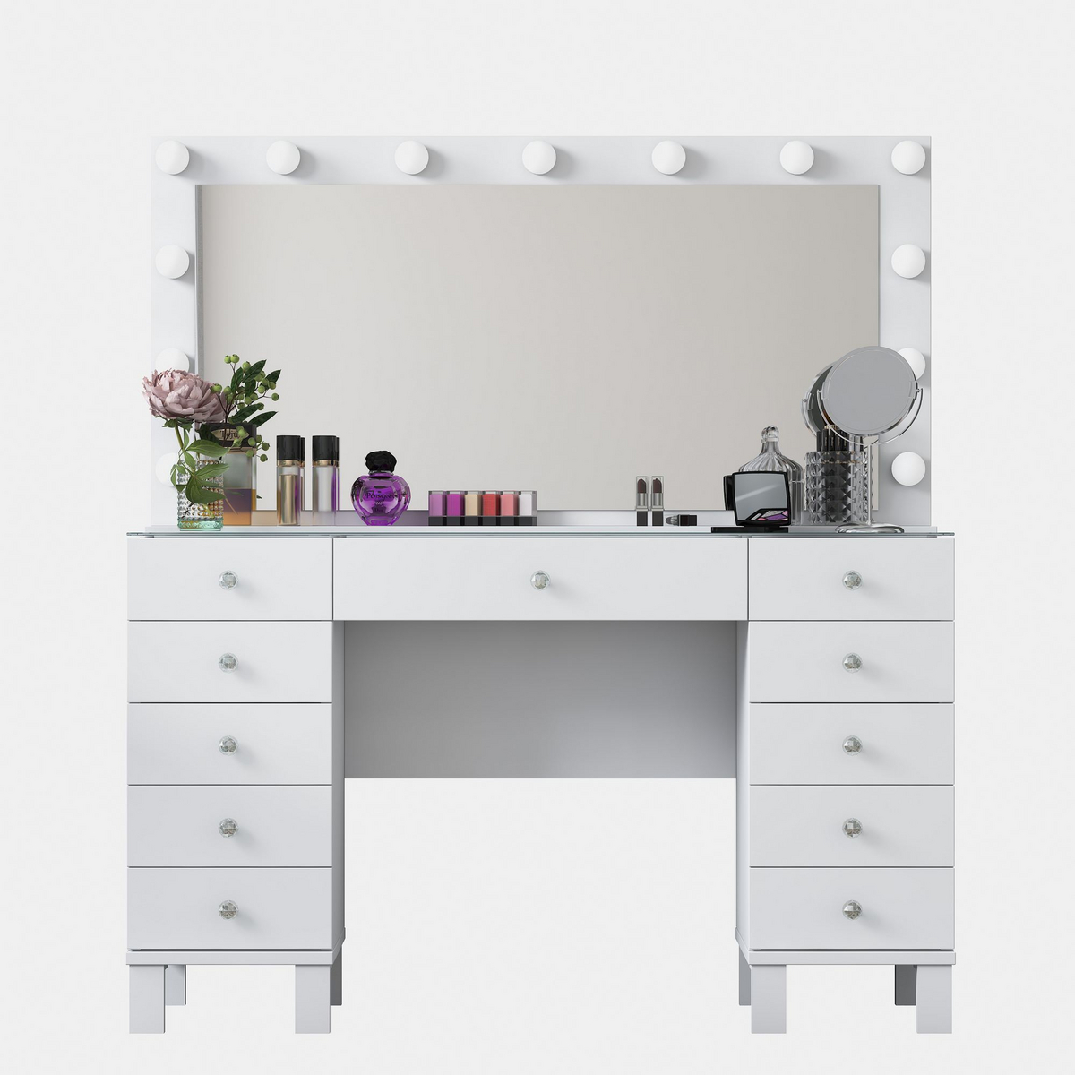 Norda Design Makeupbord Serena, hvid, 40 × 120 × 133,6 cm