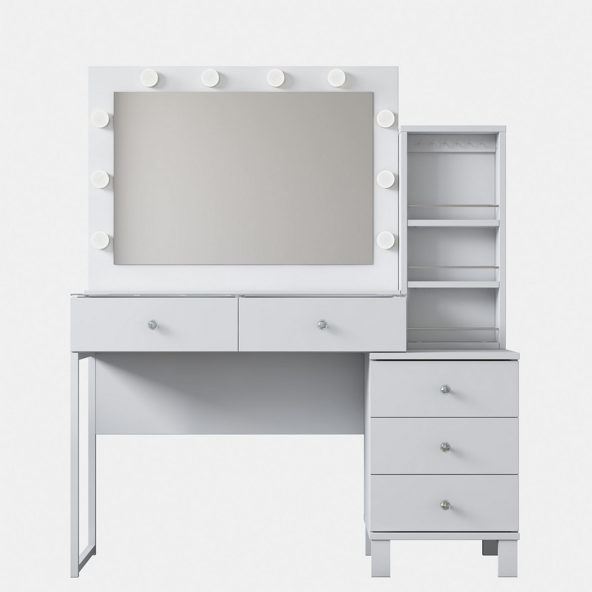 Norda Design Makeupbord Allure, hvid, 40 × 120 × 141,8 cm