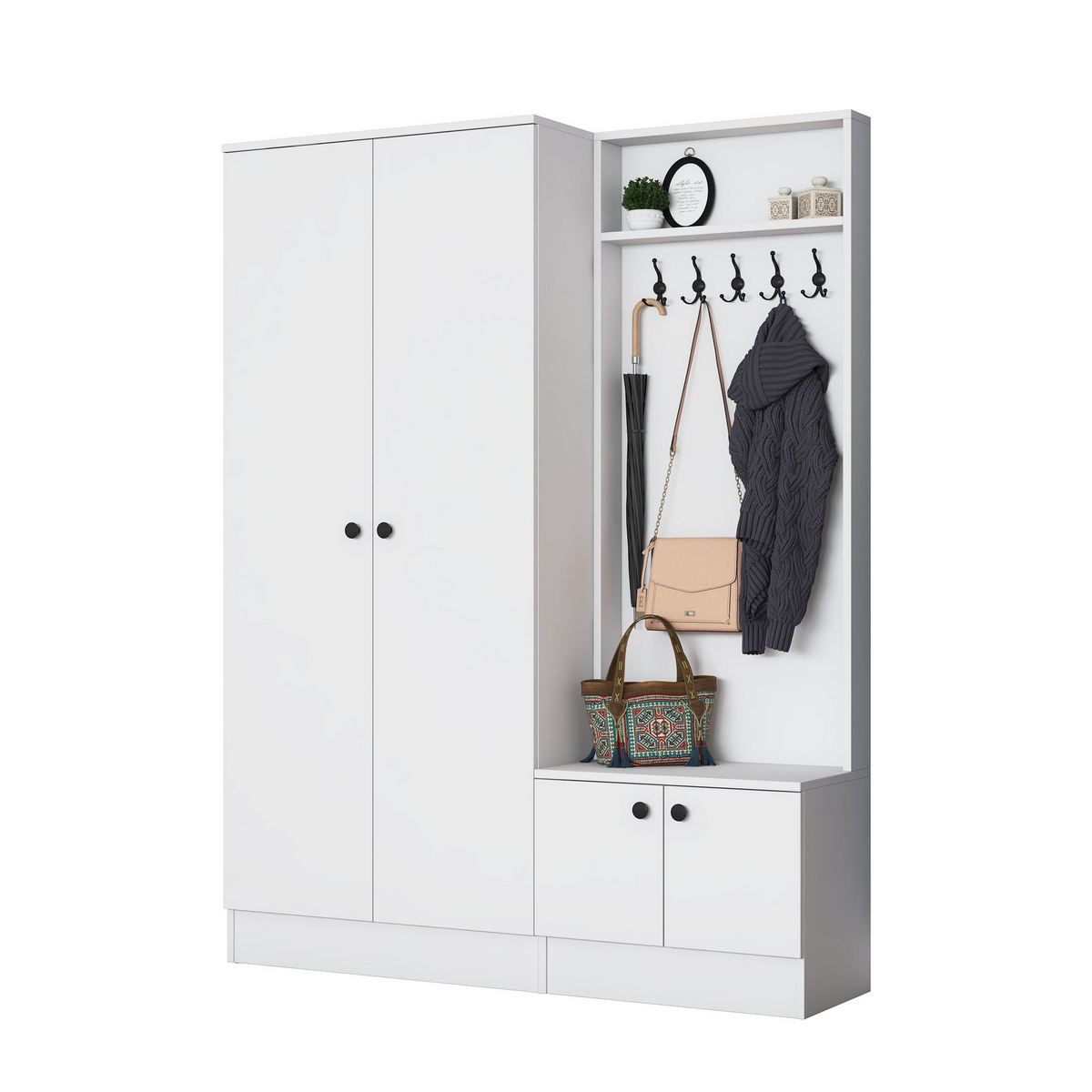 Norda Design Entrémøbel Entryway, hvid, 37,5 × 139,6 × 182,8 cm