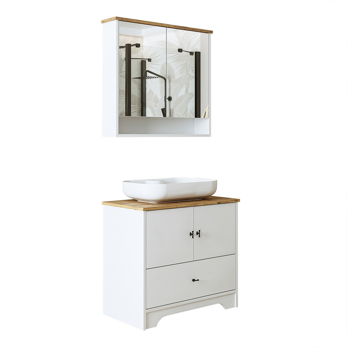 Norda Design Vaskeskab og spejl, 2 dele Mirelle Duo, mat hvid, 17 × 82 × 75 cm