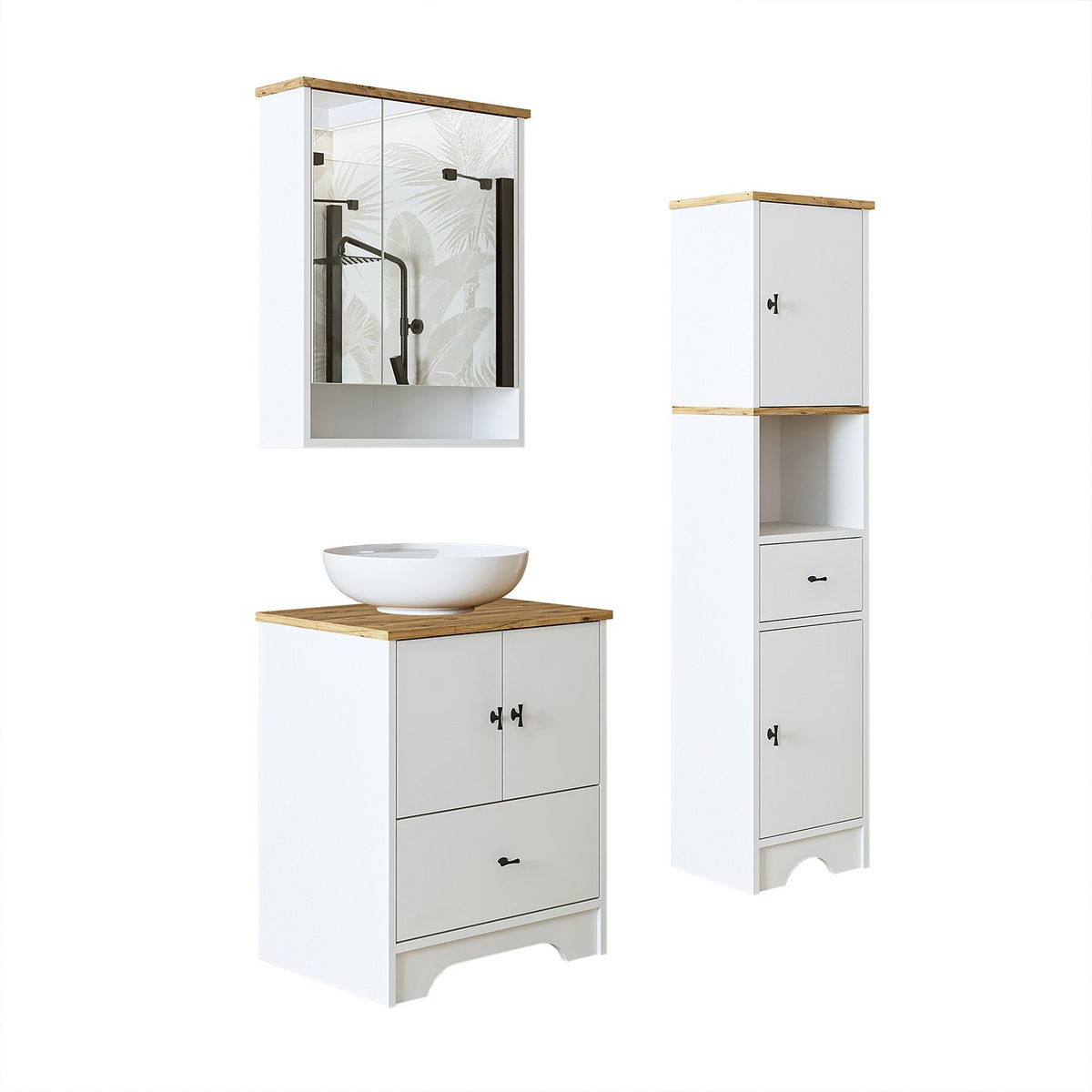 Norda Design Vaskeskab og spejl, 3 dele Reflecta Trio, mat hvid, 17 × 62 × 75 cm