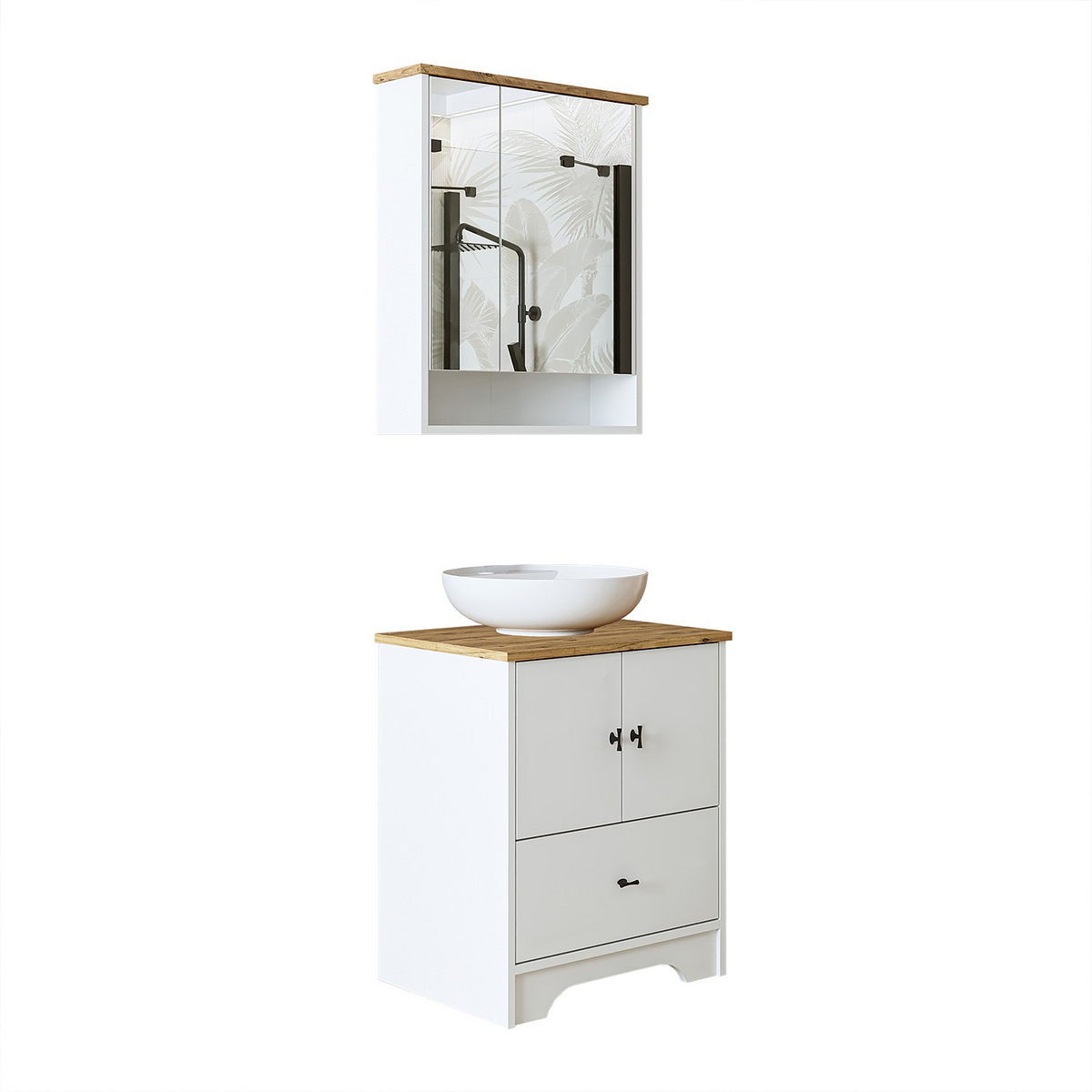 Norda Design Vaskeskab og spejl, 2 dele Reflecta Duo, mat hvid, 17 × 62 × 75 cm