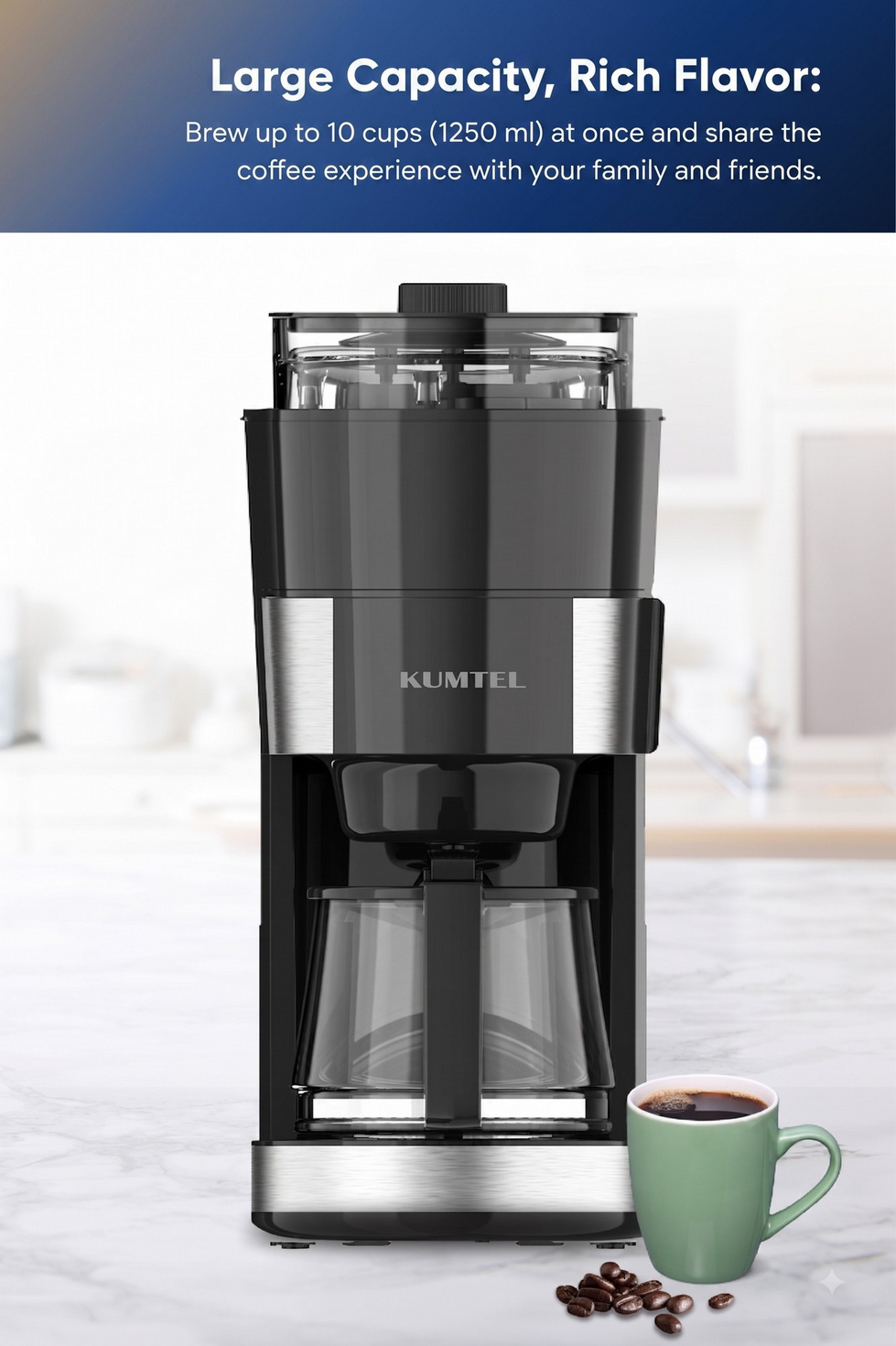 Norda Design Kaffemaskine Brewline, sort, 32,7 × 18,3 × 43,9 cm
