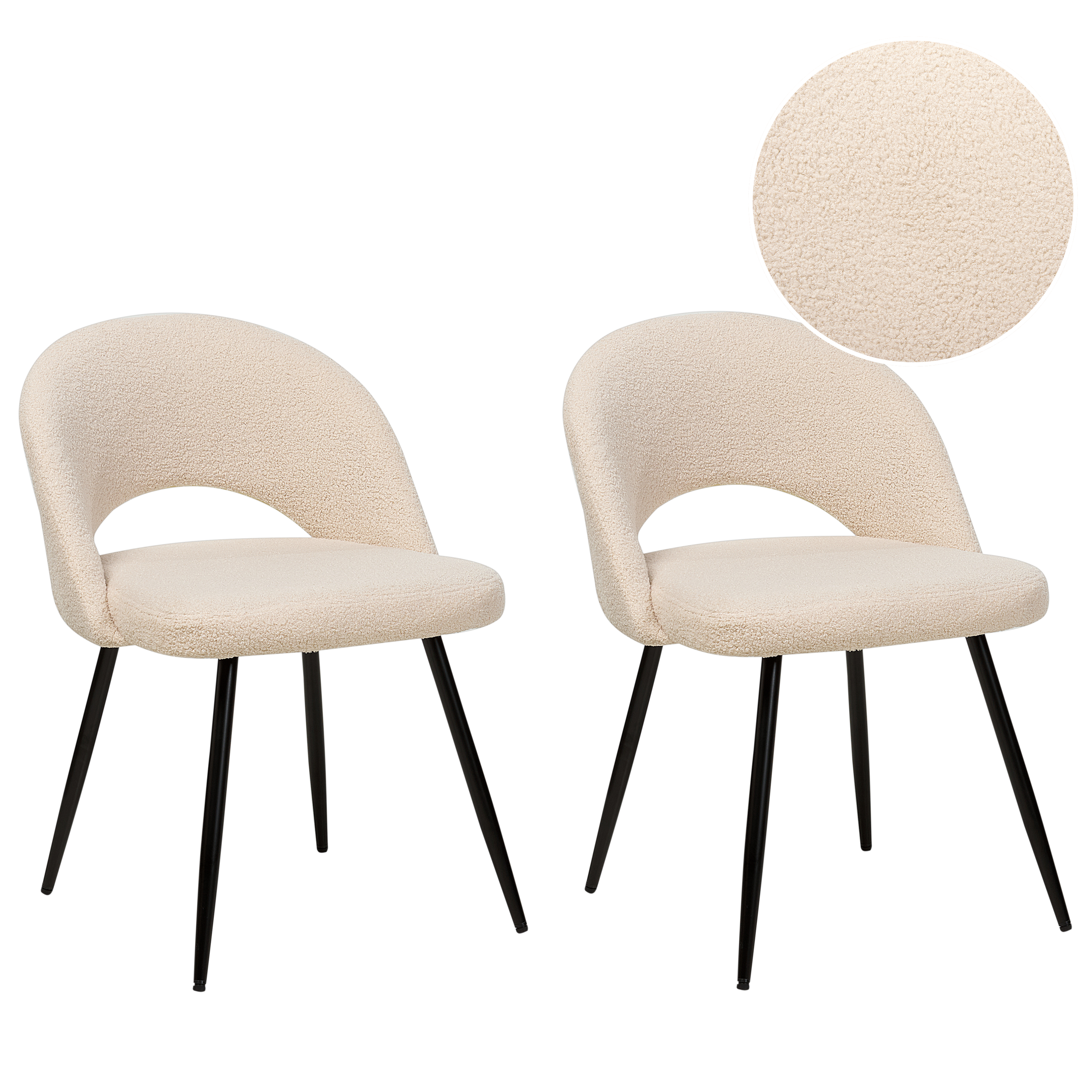 Sæt med 2 spisebordsstole ONAGA Boucle Beige