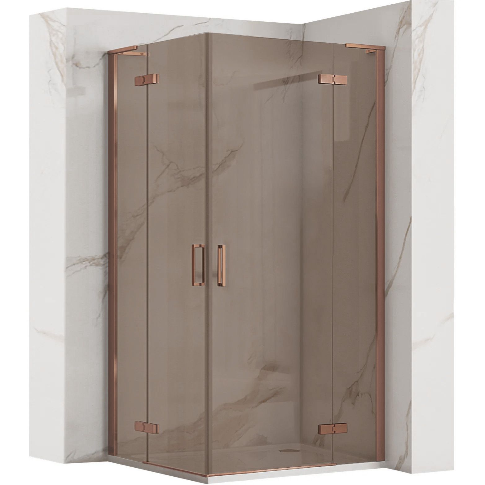 REA brusekabine Hugo Double 80x80 80x80 Børstet kobber, 80x80x200,5cm
