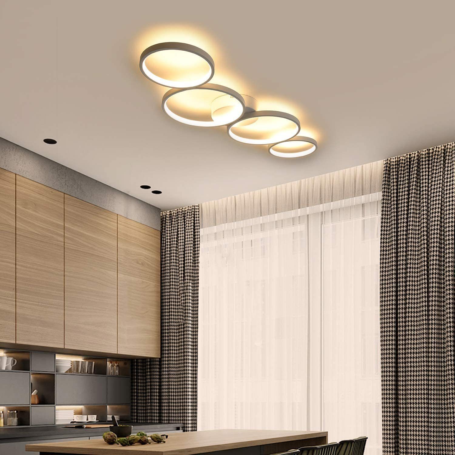 NETTLIFE Moderne rund LED loftlampe, varm hvid 3000K, 37W, 89 cm