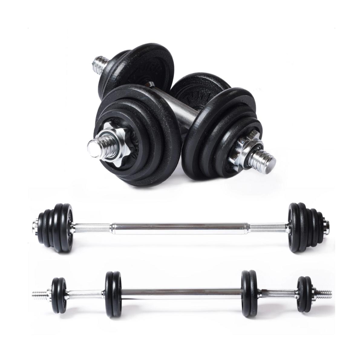 Tunturi Barbell/Dumbbell Set -vægtstangs- og håndvægtsæt 20 kg, jern