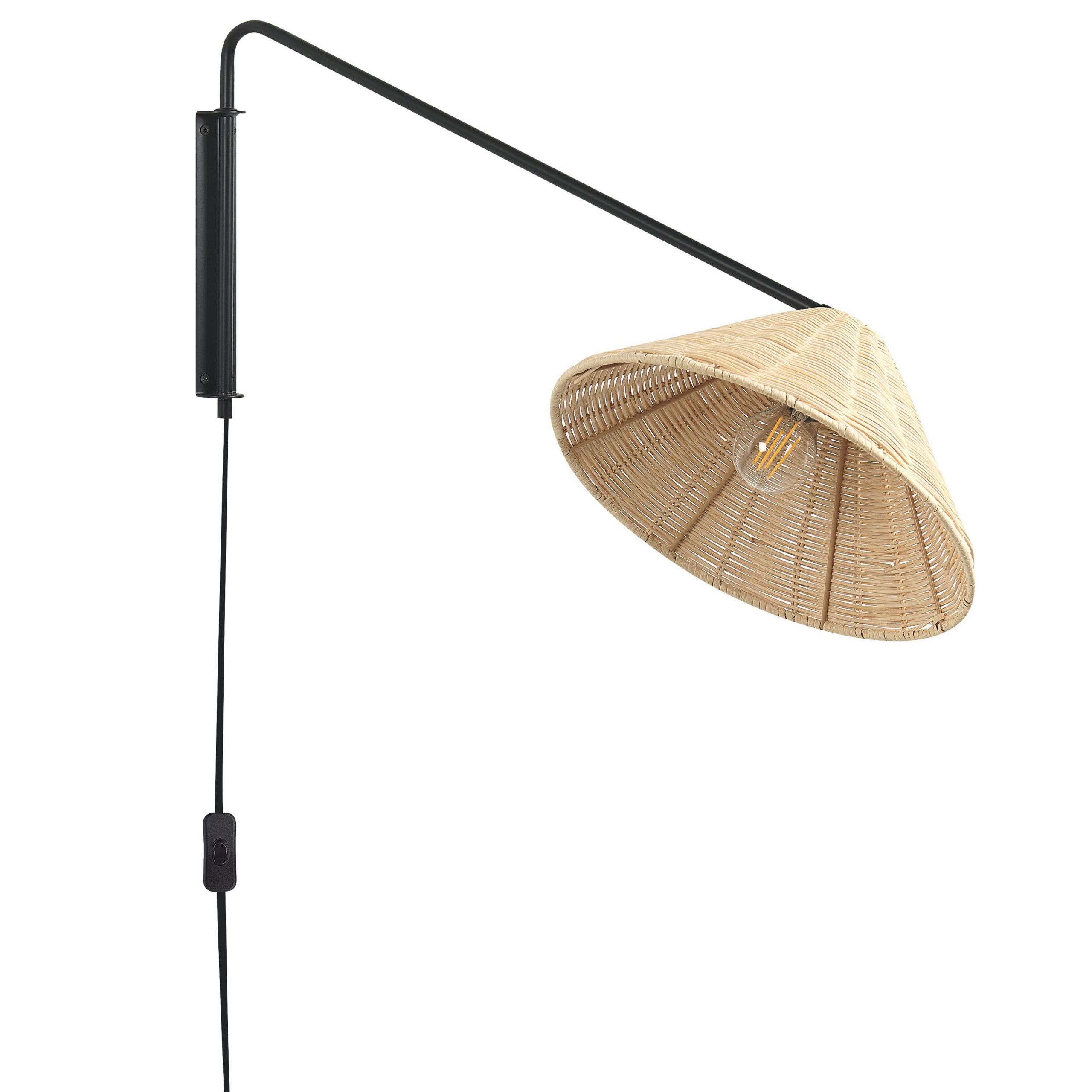 Væglampe PALENA Justerbar Rattan Naturlig