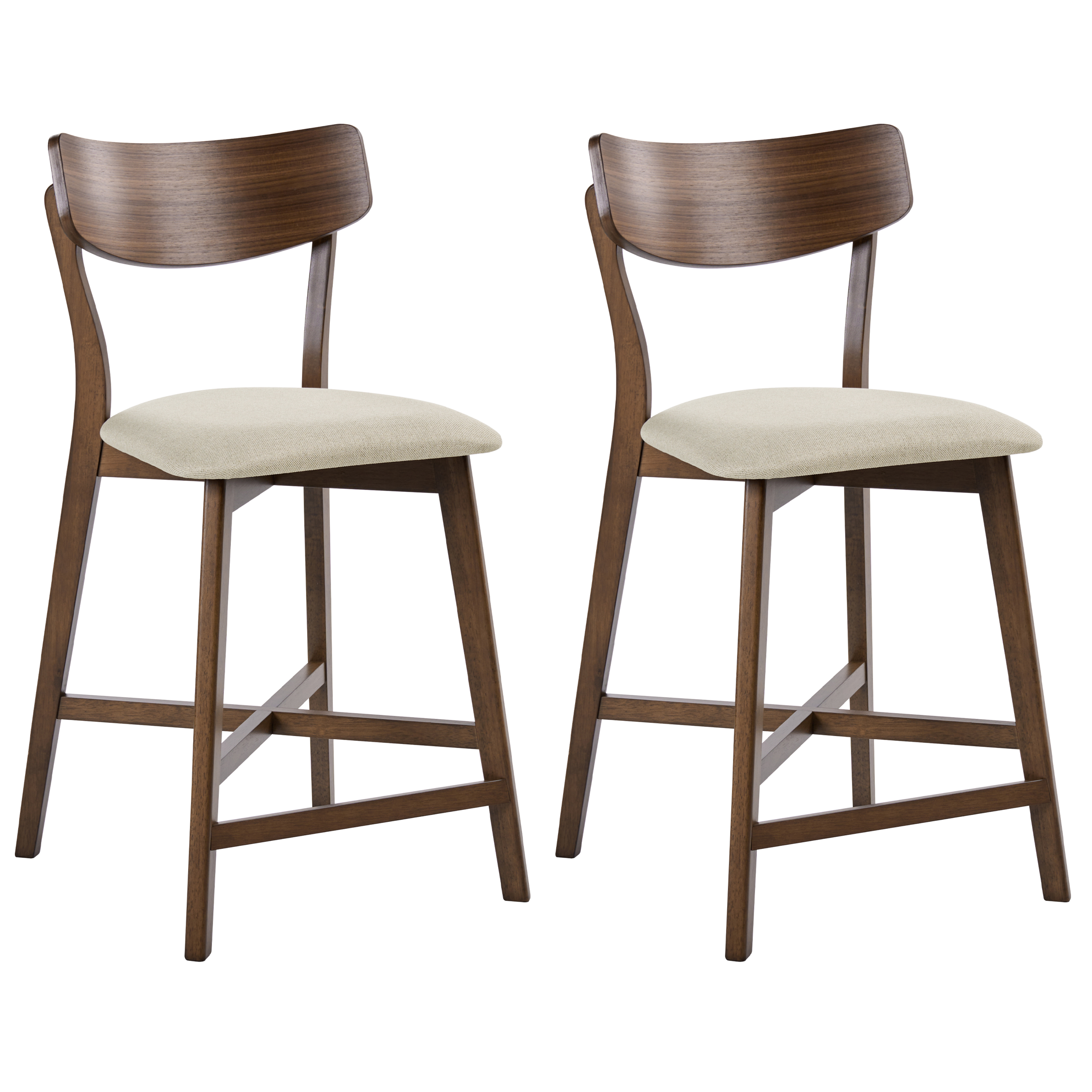 Sæt med 2 barstole HOLLY Træ Brun/beige